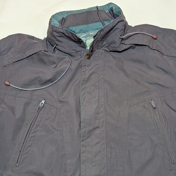 Vintage North American Clothiers Outdoor Grey Teal Zip Hooded Jacket Mens  M - Picture 7 of 14